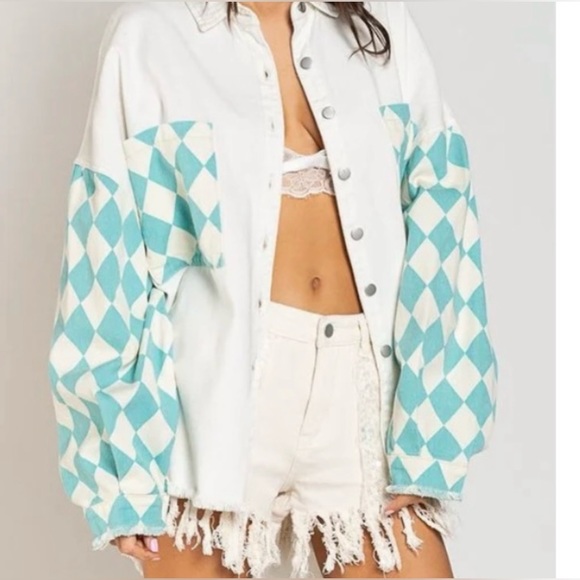 NWOT POL Oversized Checkered Shacket Size Small - Picture 5 of 5